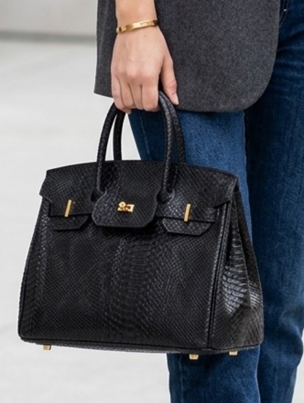 Structured Embossed Top-Handle Shoulder Bag Handbag Tote Satchel + 1 Long Strap